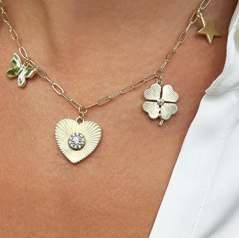 Jennifer Miller PEARL & MULTI CHARM NECKLACE